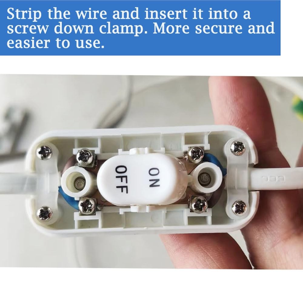 2PCS Inline Cord Switch, On/Off Lamp Control Appliance Switch Rocker White