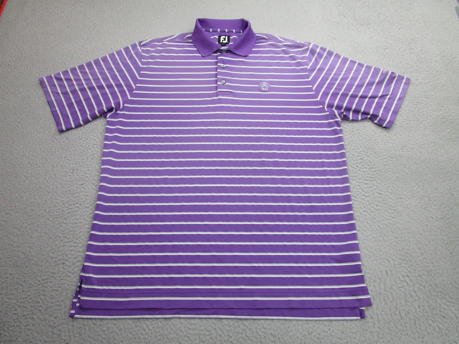 FJ Shirt Polo Mens XL Purple White Striped 1922 Team Play 2015 Golf Athletic