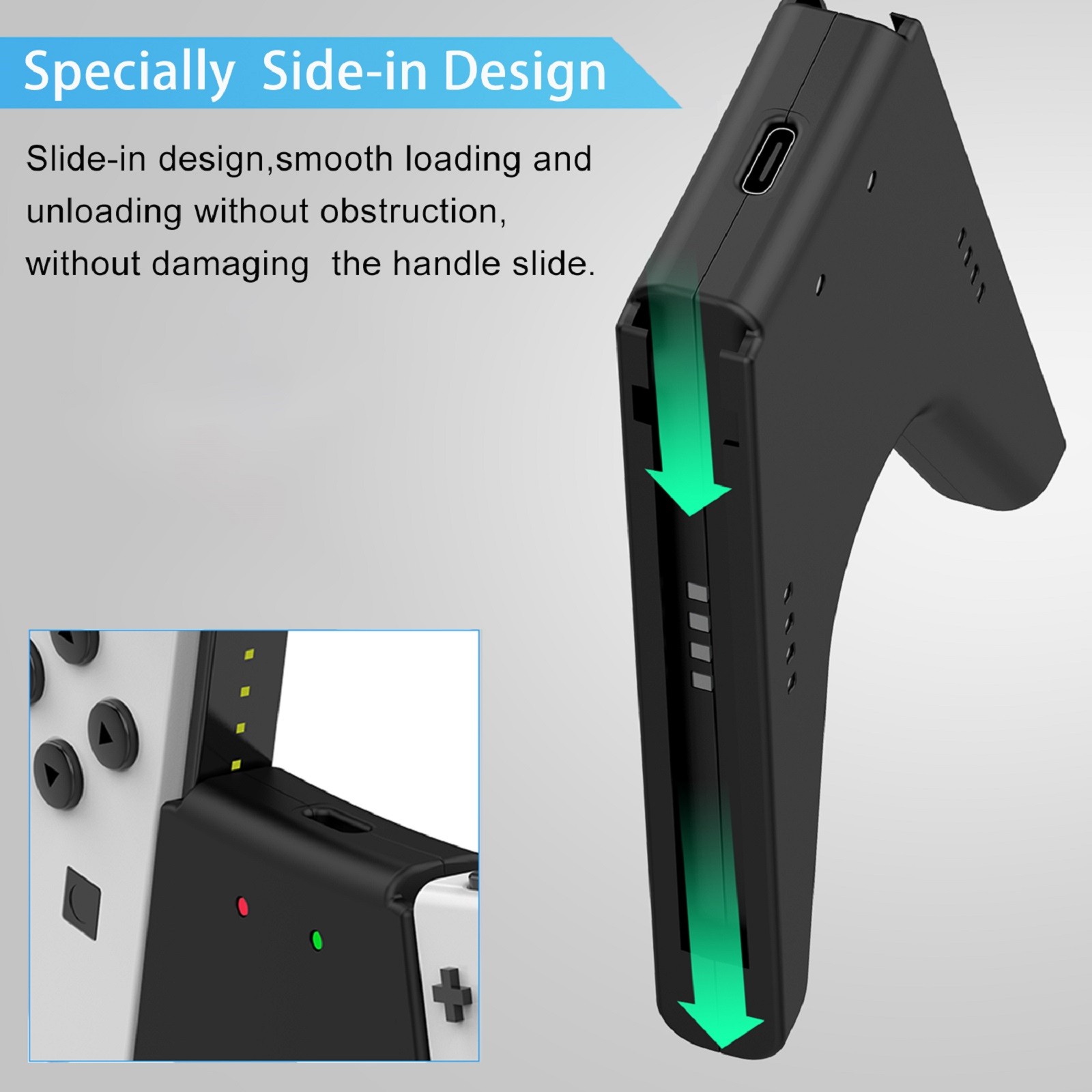 V Shape Charging Grip With Type-C Charging Cable For Switch NS JoyCon Controller