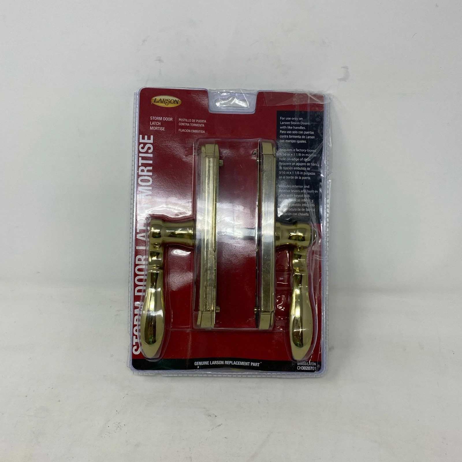Larson M2 Mortise Storm Door Handle Set w/ Keyed Deadbolt, Brass