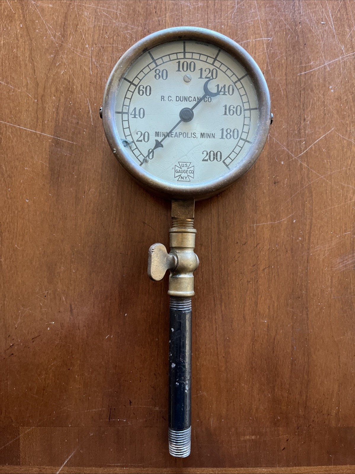 Vintage Untested US Gauge Co RC Duncan Co Minneapolis MN Pressure Gauge Boiler?