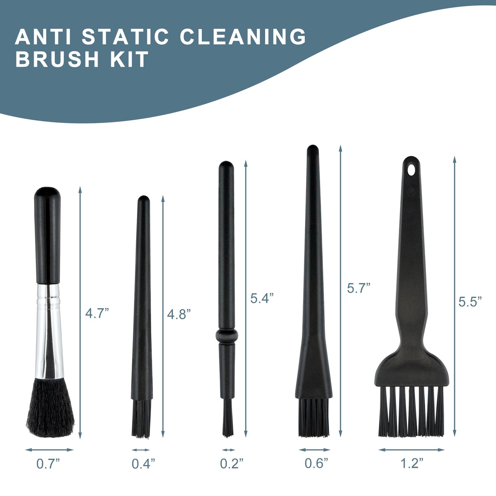 5 PCS Mini Keyboard Cleaning Brushes Kit, PP Handle Nylon Anti Static