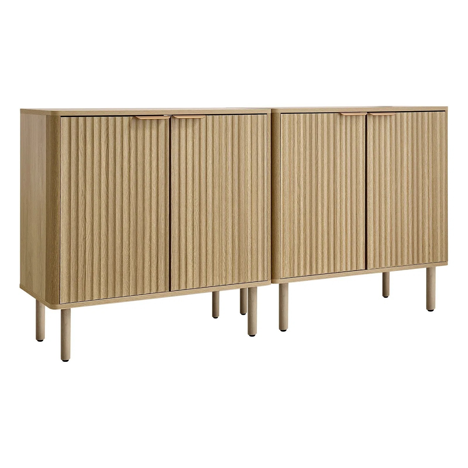 Coffee Bar Cabinet, Mid Century Fluted Coffee Bar Table with 2-Tier Storage