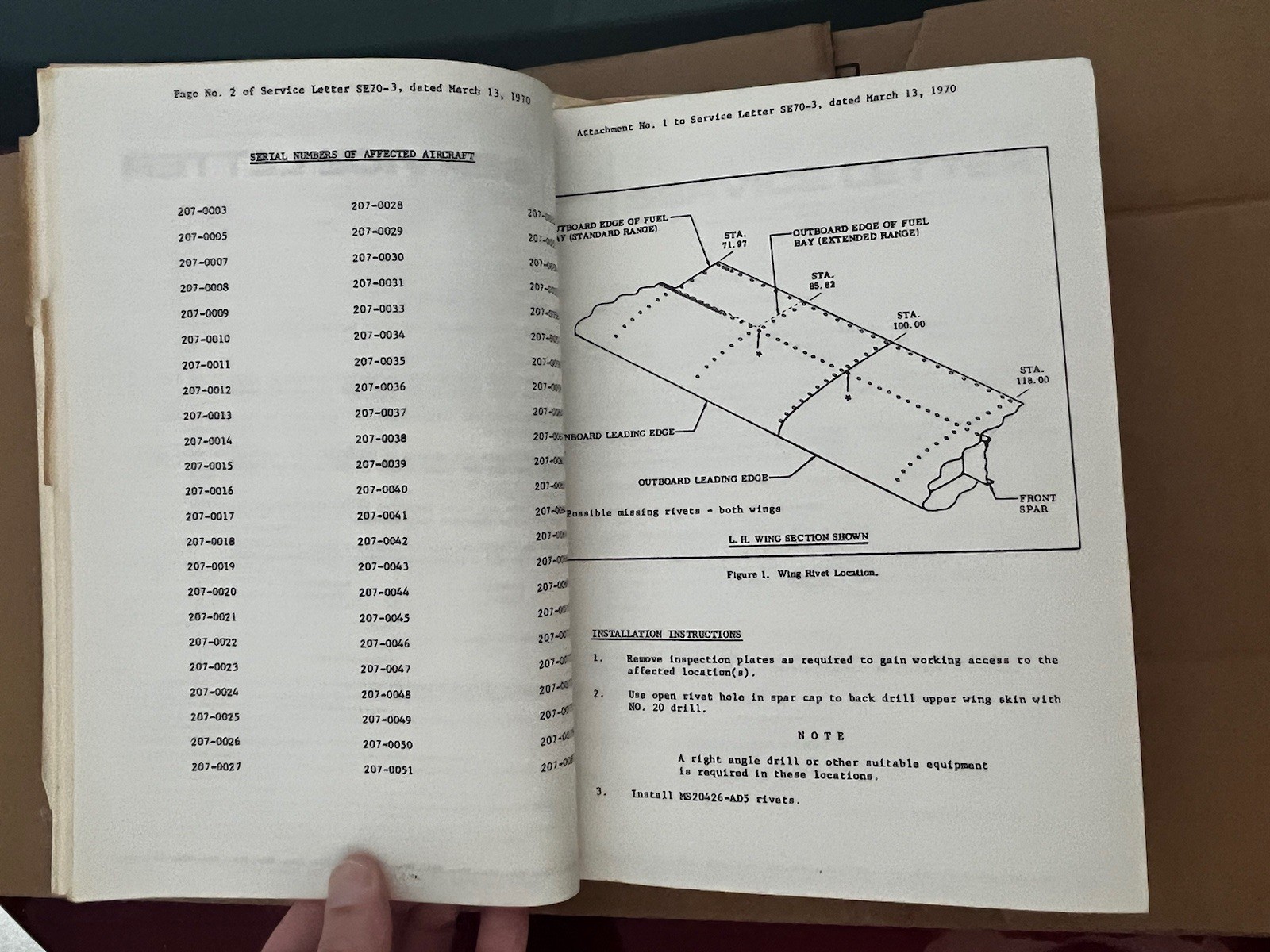1970 Cessna Service Information Summary Manual All Models, Original