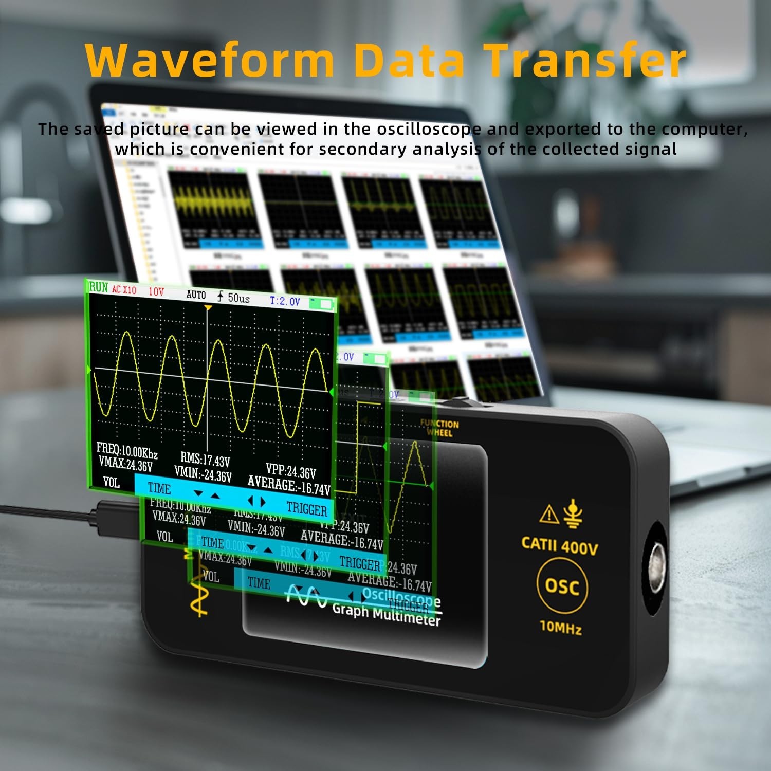 BSIDE Handheld Oscilloscope 3.2'' TFT Display Portable Digital Oscilloscope 1...