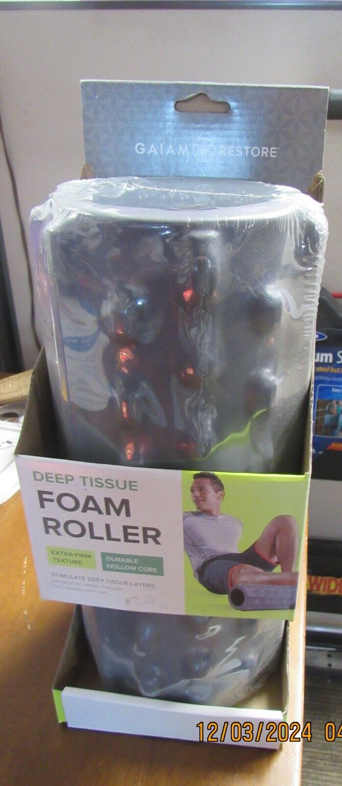 GAIAM Restore Deep Tissue Massage Foam Roller Extra Firm Hollow Core 13 x 5.5