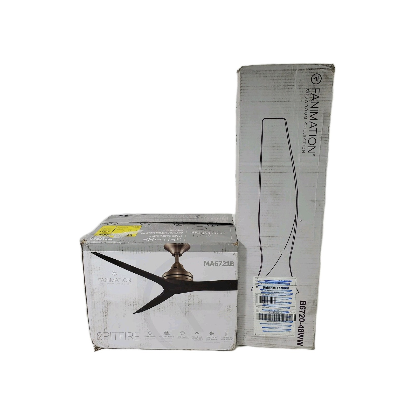 Fanimation Spitfire Fan Matte White MA6721B w/ 48" White Washed Blades