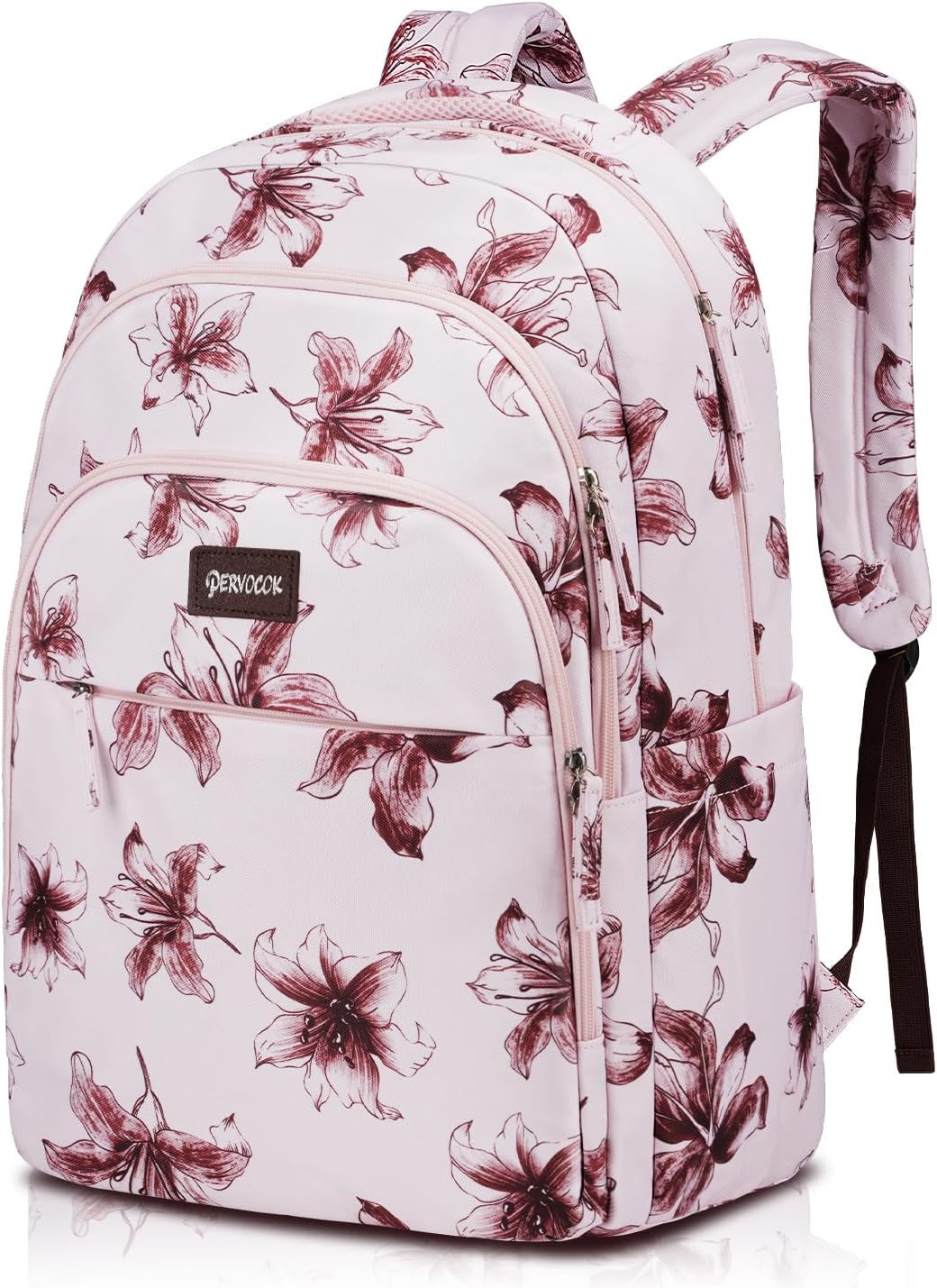 Pink Laptop Backpack for Women with USB Charging Port 17.3 Inch