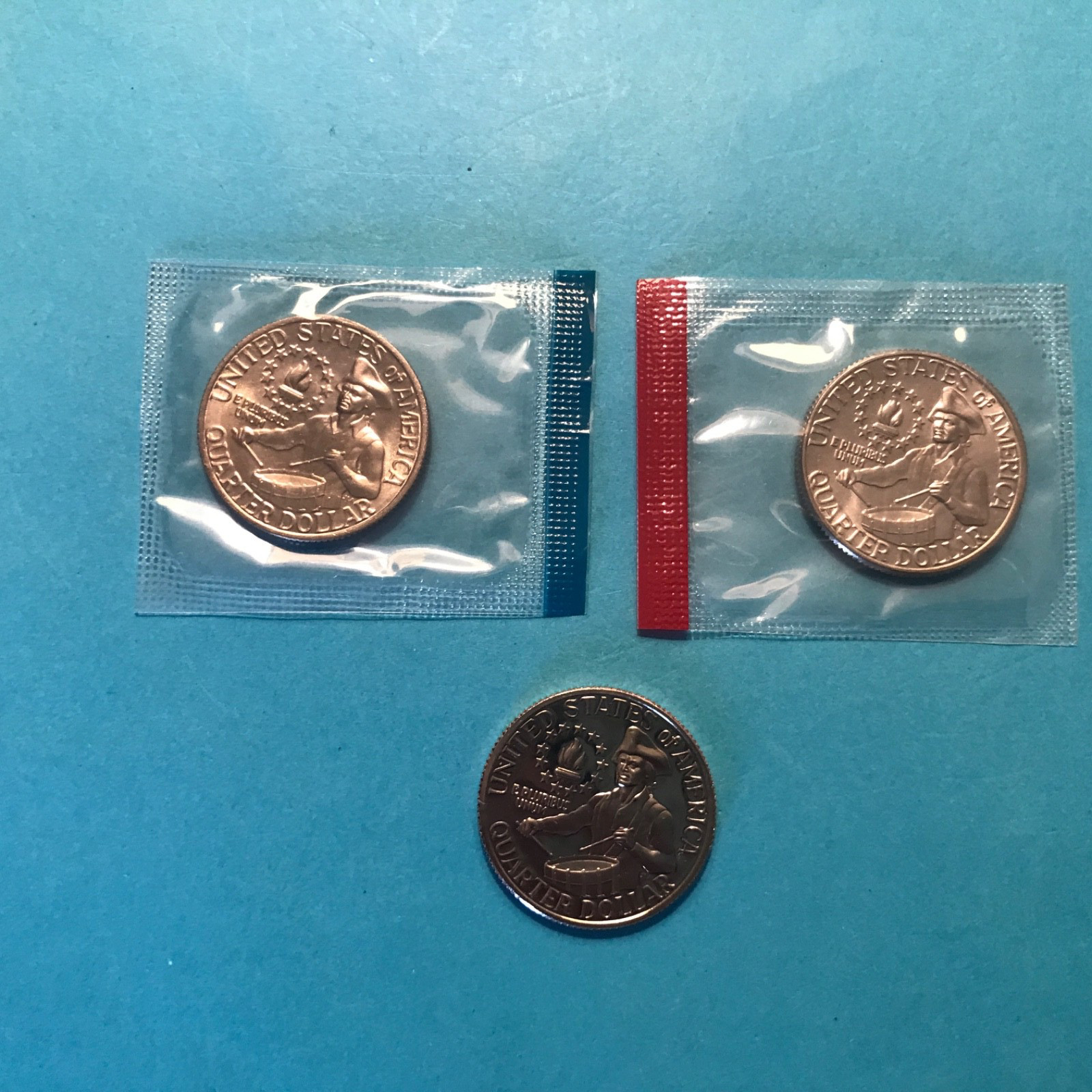 1976 P D  S Washington Bicentennial Quarters   1- Proof & 2- Unc    FREE SHIP