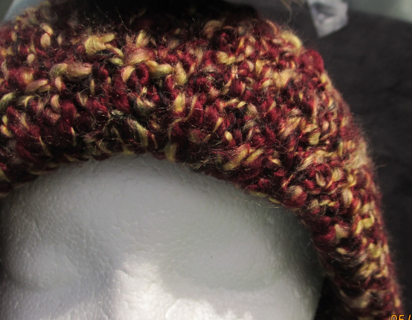 Crocheted DARK BROWN  w/ Front Brim, Brown Floral Accent Acrylic Teen /Adult Sz