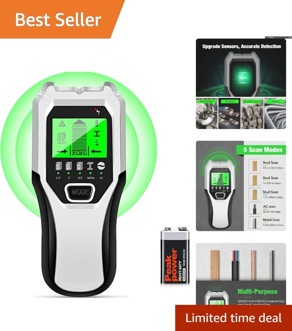 LCD Stud Finder with Live Wire Protection - Essential Tool for DIY Enthusiasts