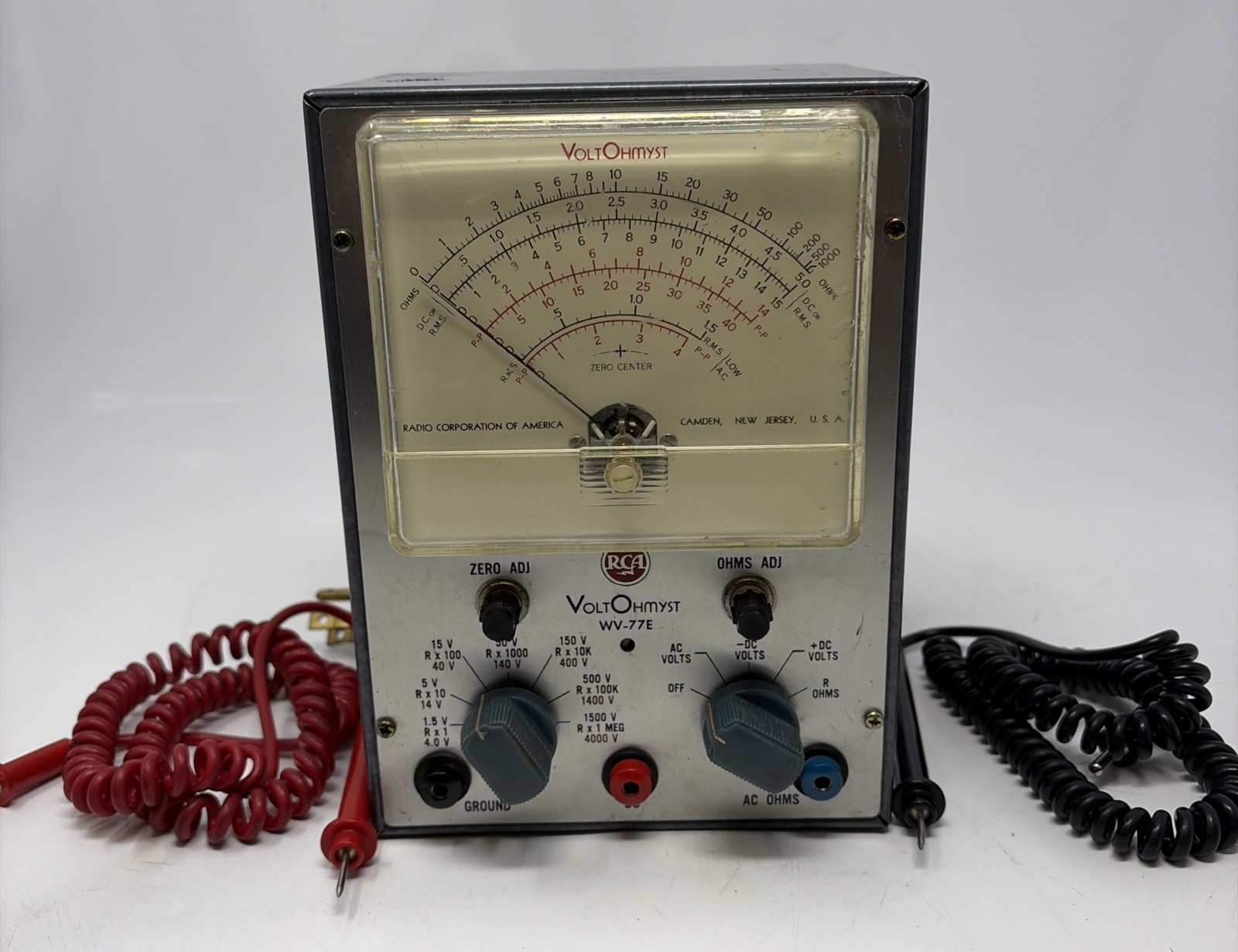 RCA VoltOhmyst WV-77E Analog Volt-Ohm Meter w/ Cables Working Unit - Tested