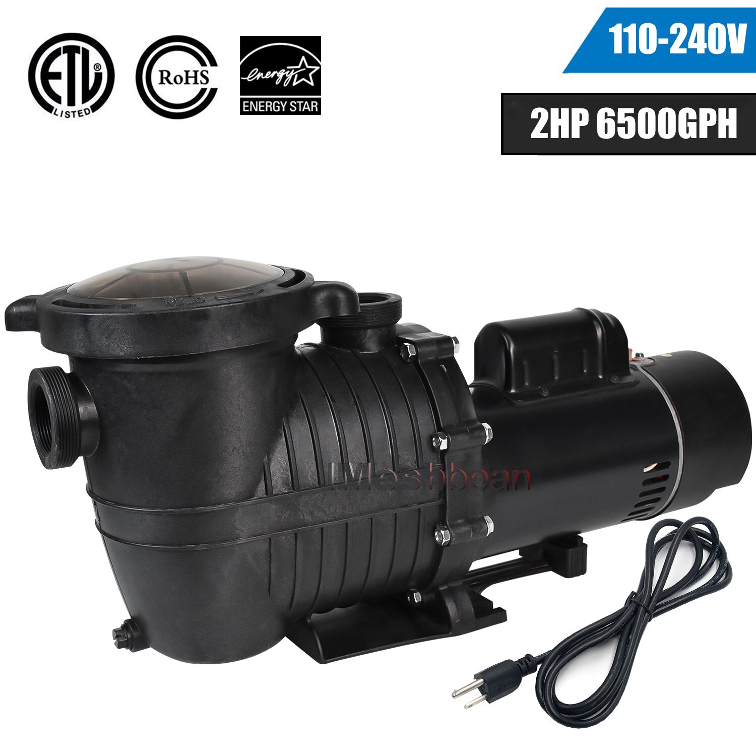 2HP Pool Pump Motor Inground 110-240V 6500GPH 78' Max 1.5'' NPT For Hayward
