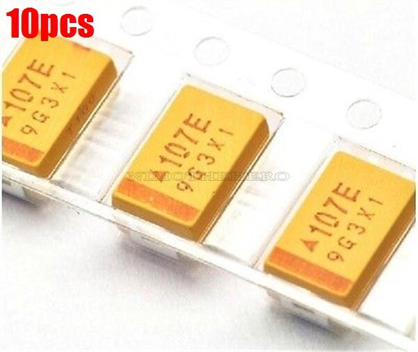 10Pcs Type-D Surface Mount 7343 25V 100Uf Tantalum Capacitors 20% Smd New Ic vv