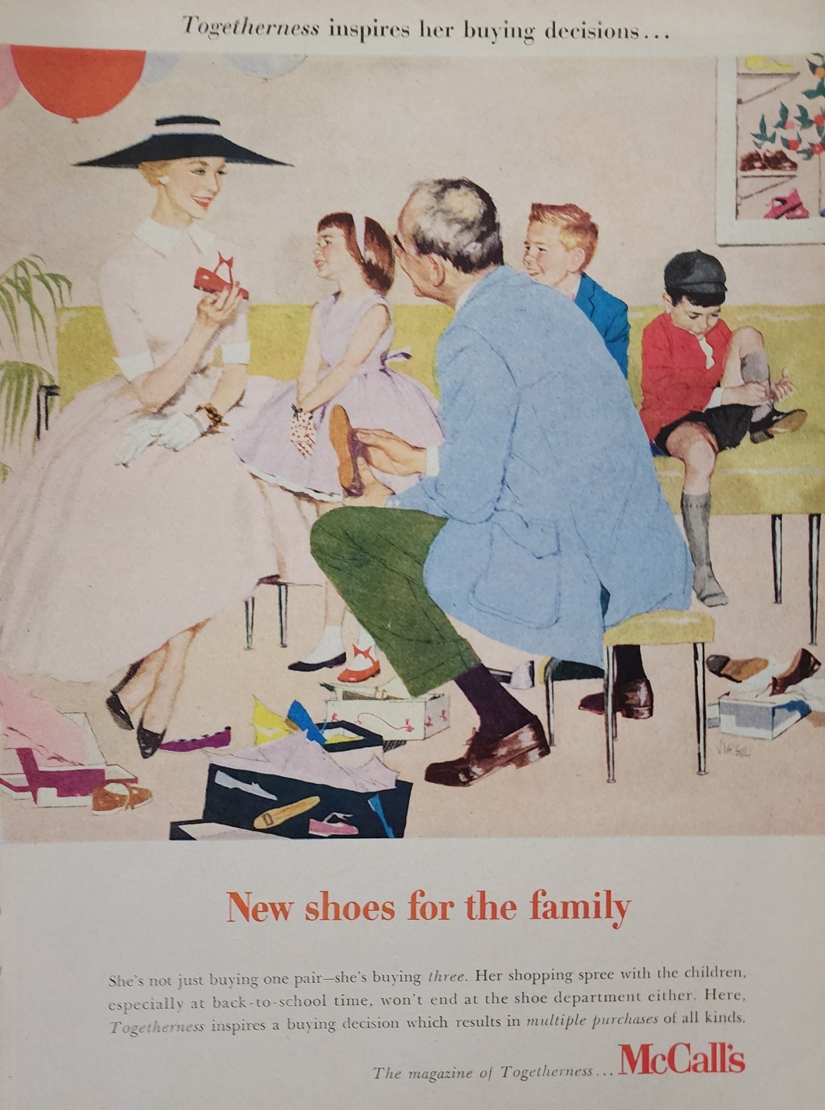 Shoe Shop Store Salesman McCalls Picture Magazine Ad Original Vintage Decor