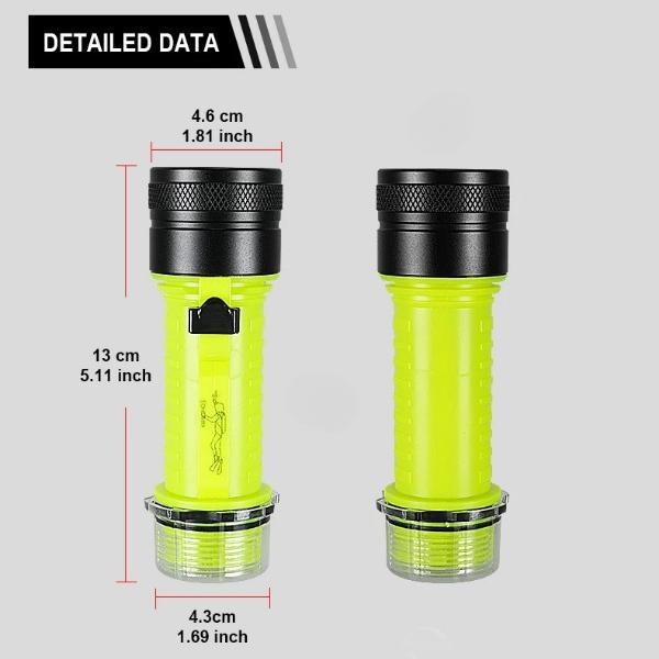 200000LM Diving Flashlight Diving Torch Type C Rechargeable Waterproof Lights