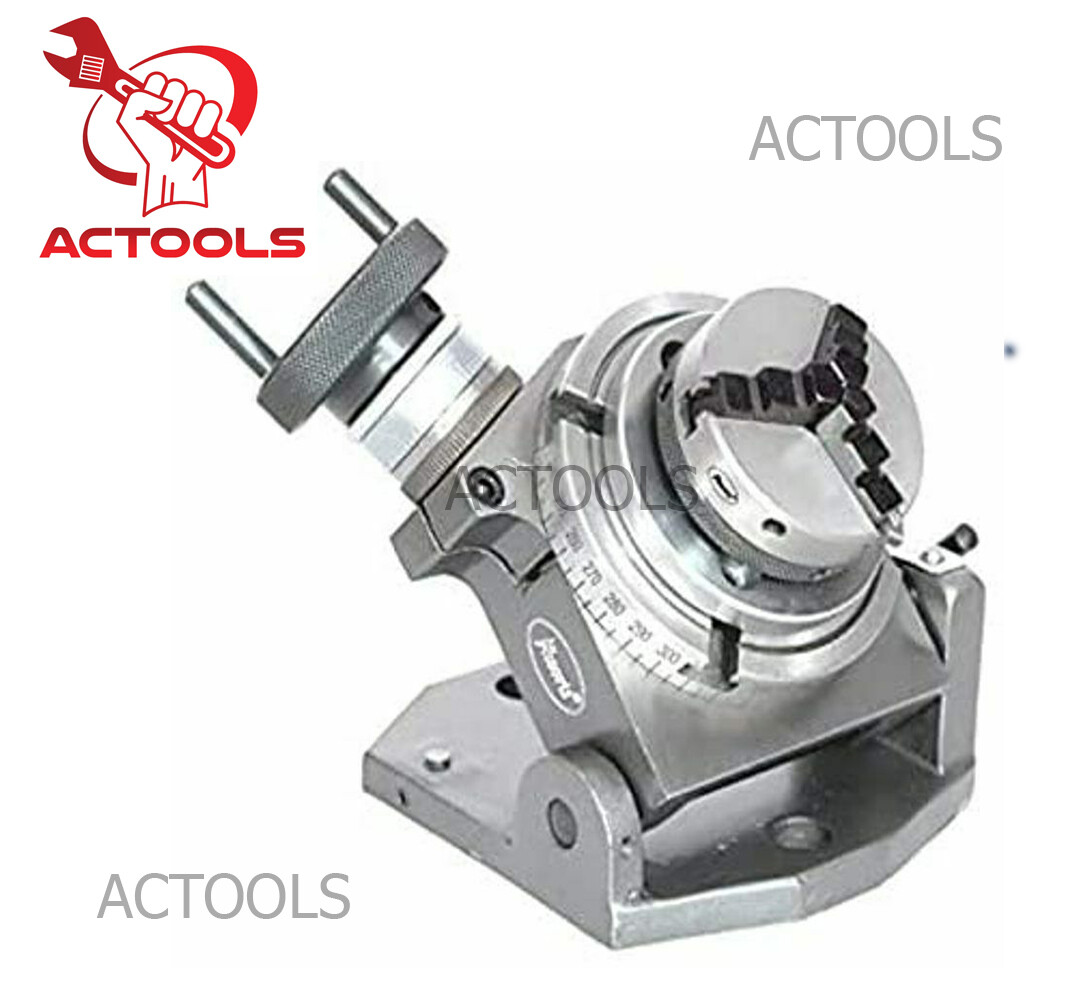 4" 100mm Tilting Rotary Table And 65 mm Chuck Self Centering+ Back Plate & Tnuts