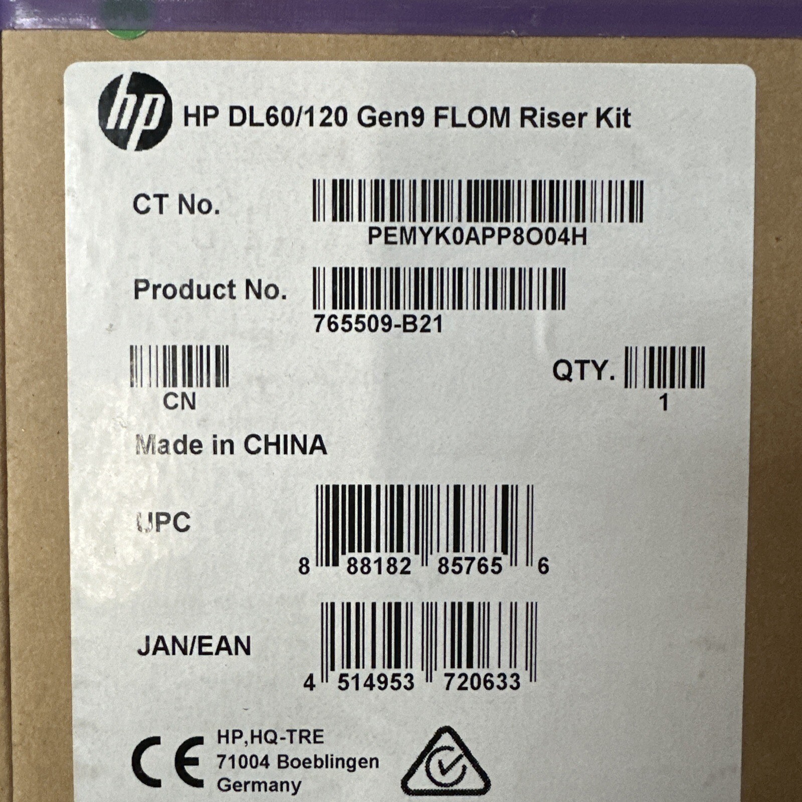 HP  DL60/DL120 GEN9 RISER CARD KIT (W/ BRACKET) - 765509-B21