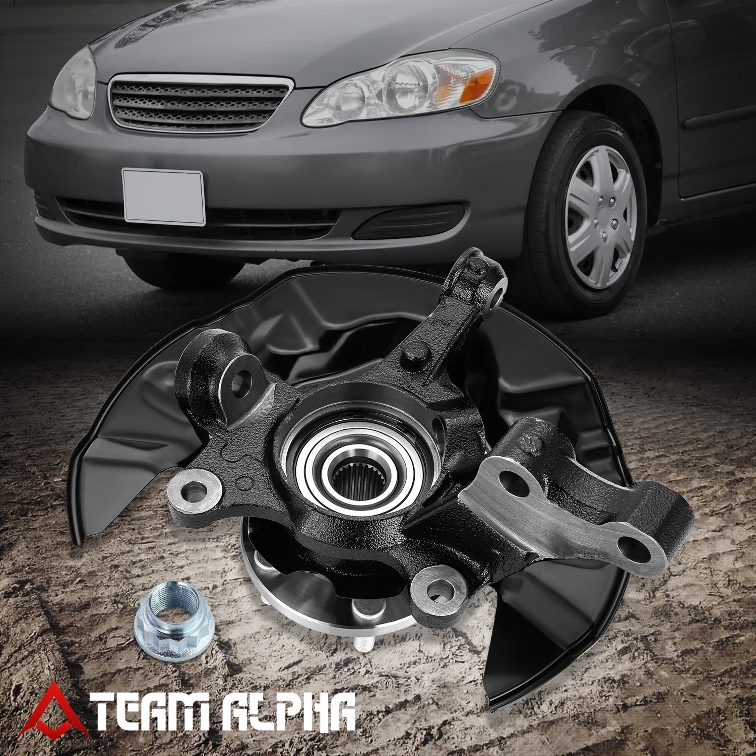 Front Left Steering Knuckle Wheel Hub Bearing Fits 2003-2008 Toyota Corolla
