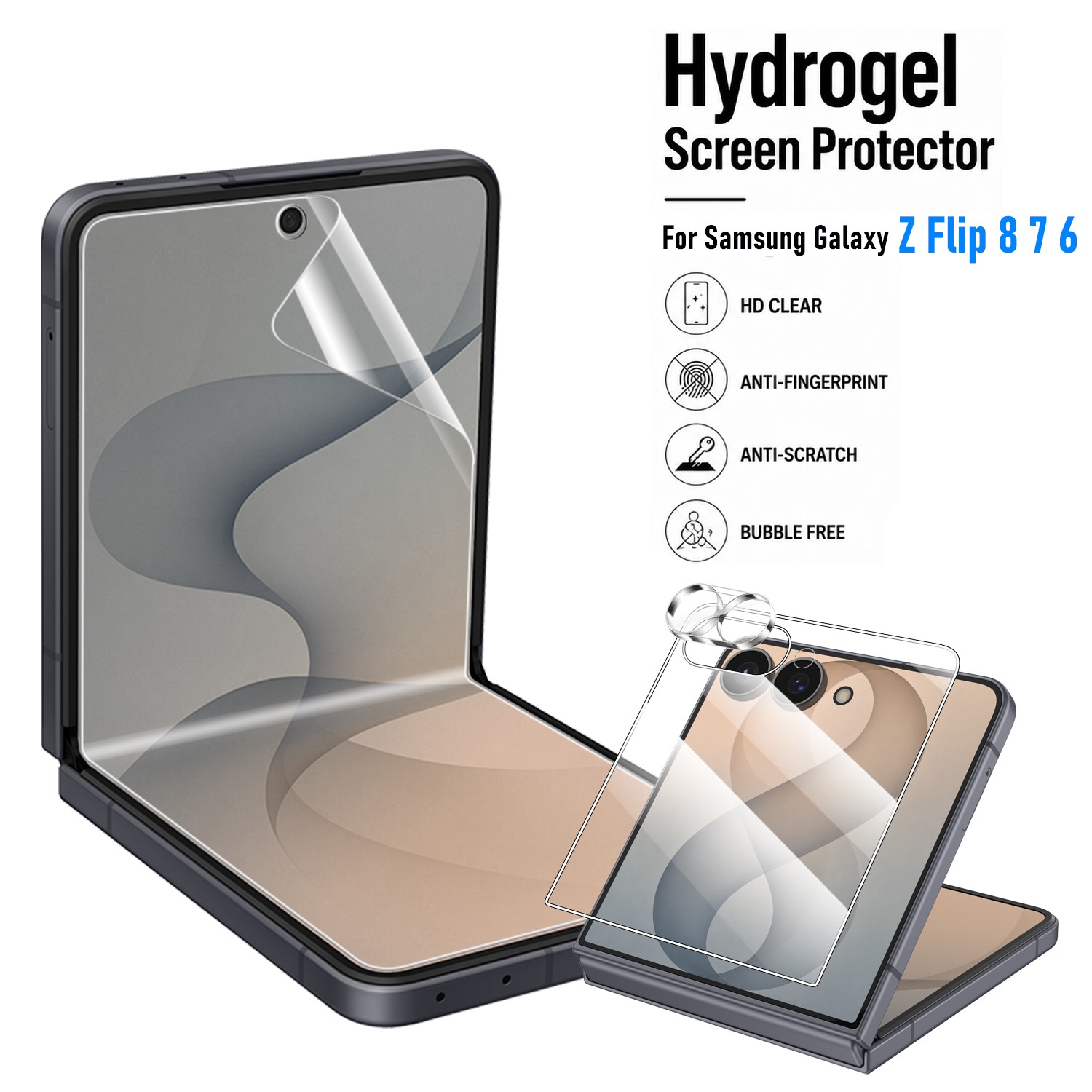 Full Screen Protector For Samsung Galaxy Z Flip 8/7/6 5G ( Inner/ Outer/Lens )