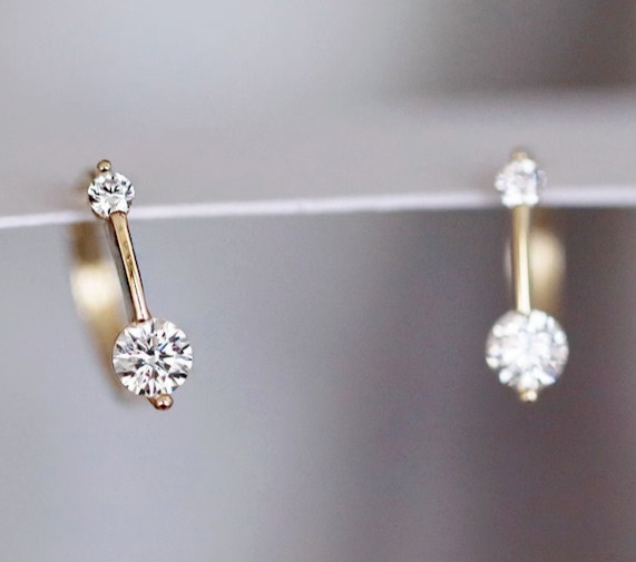 1.5Ct Moissanite Round Cut Women's Hoop Earrings 14K Yellow Gold Plated