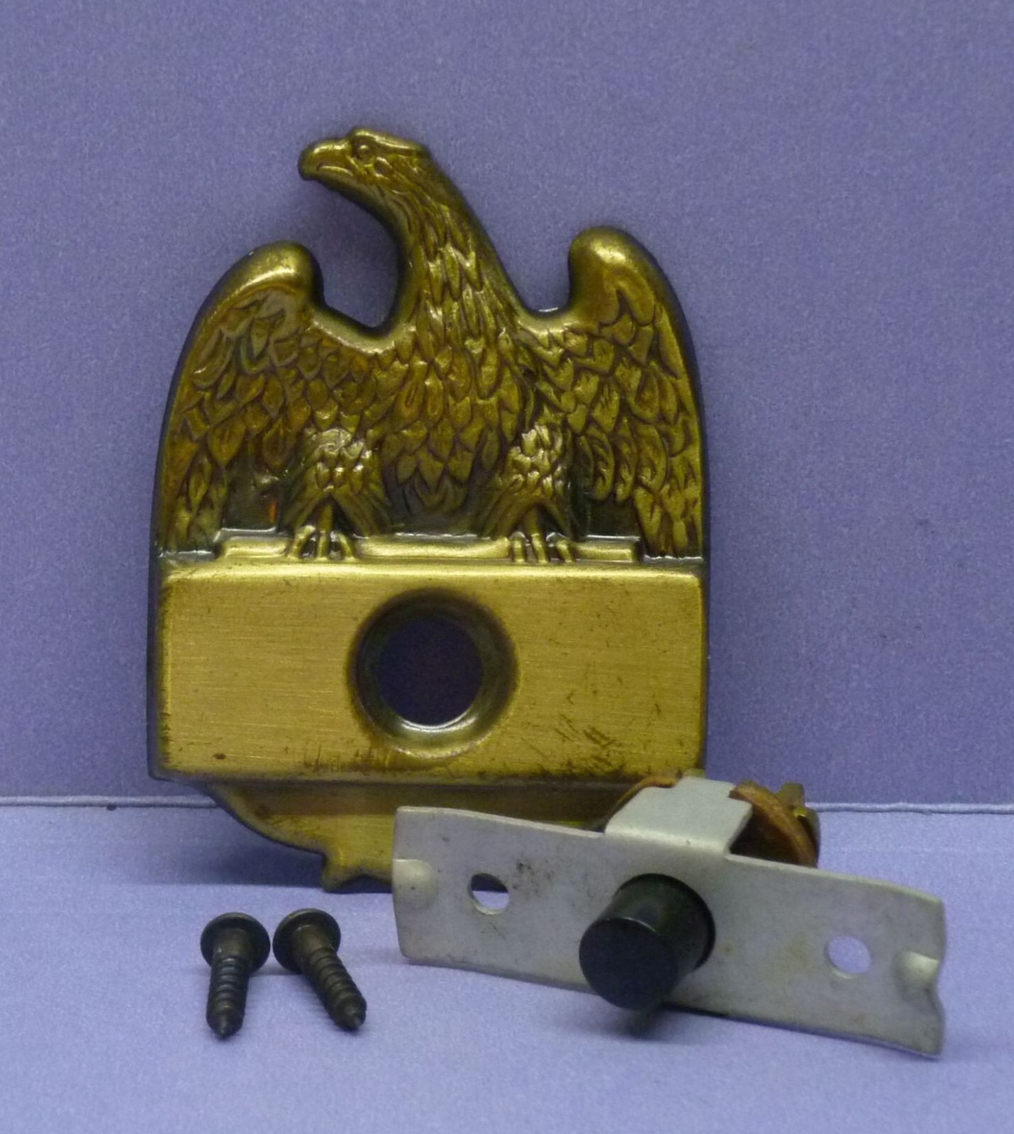 ✅ Vintage Edwards Brass Doorbell Push Button, Eagle Design, Screw-less Front USA