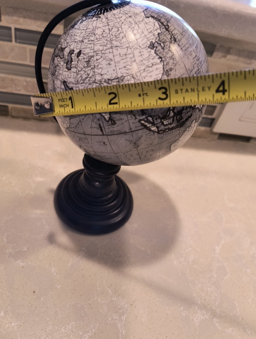 Desktop World Map Rotating Globe With Wooden Base 7" India