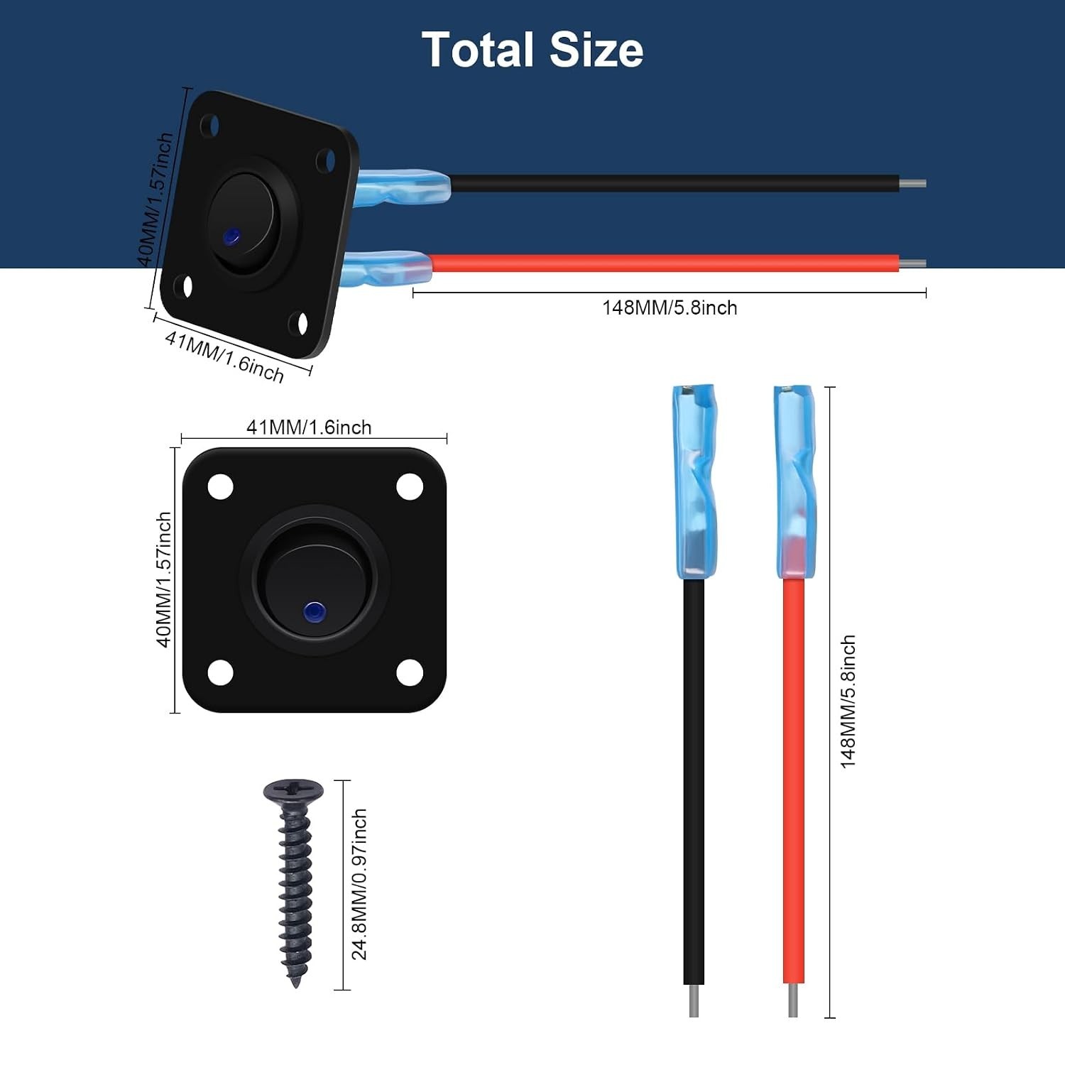 Toggle Switch Panel, DC 12V 20A Blue Round Lighted ON Off SPST LED Switch Pan...