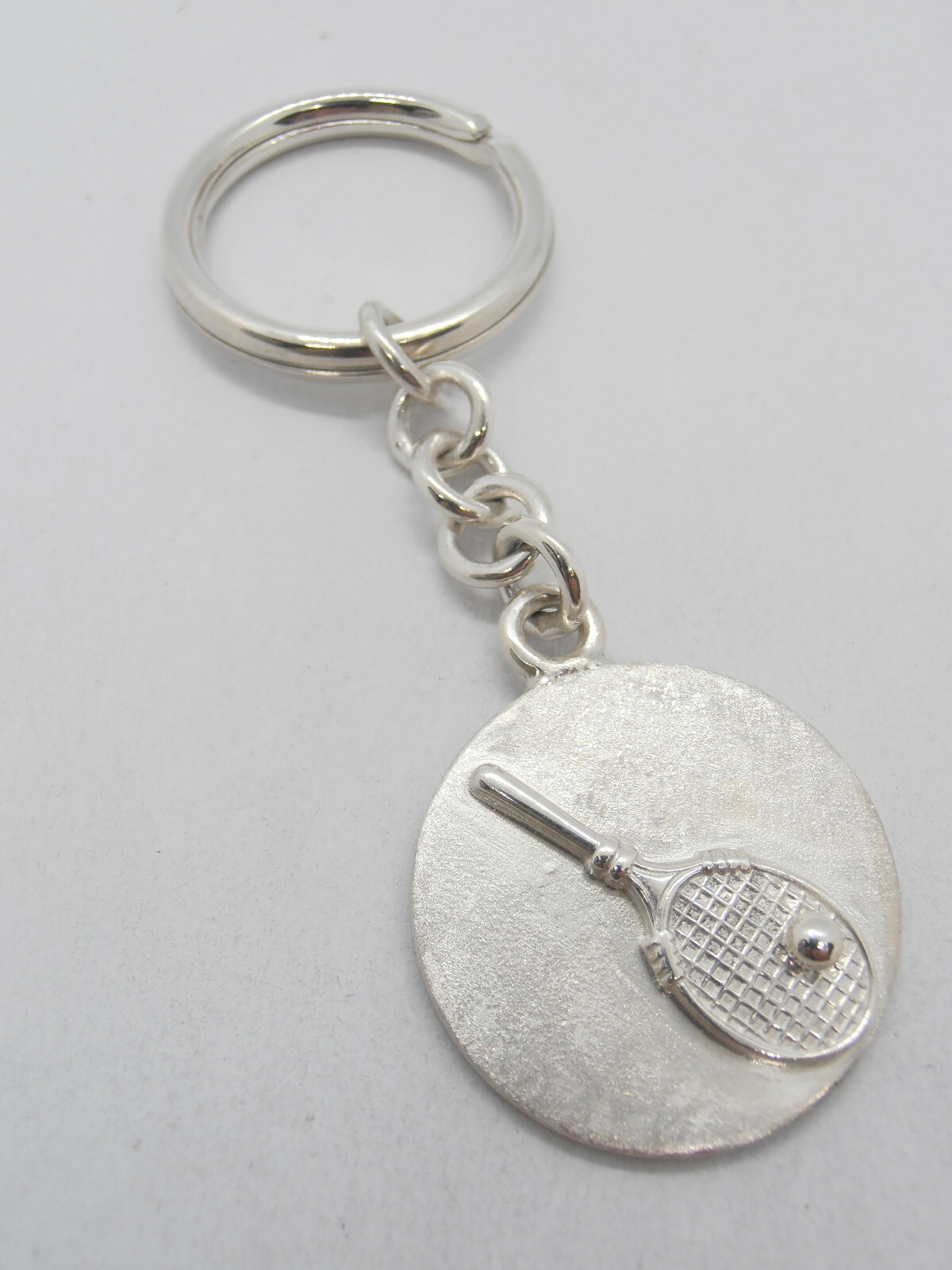 Tennis Racket: 925 Silver Keychain - Tennis Player - Game