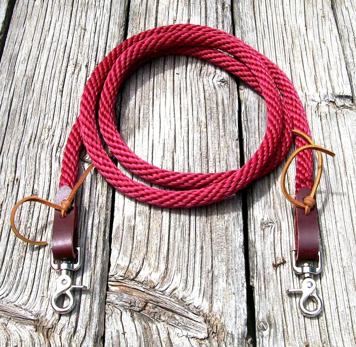 7' Reins Loop Rope Roping Rein Barrel Race Pony Single Trail burgundy