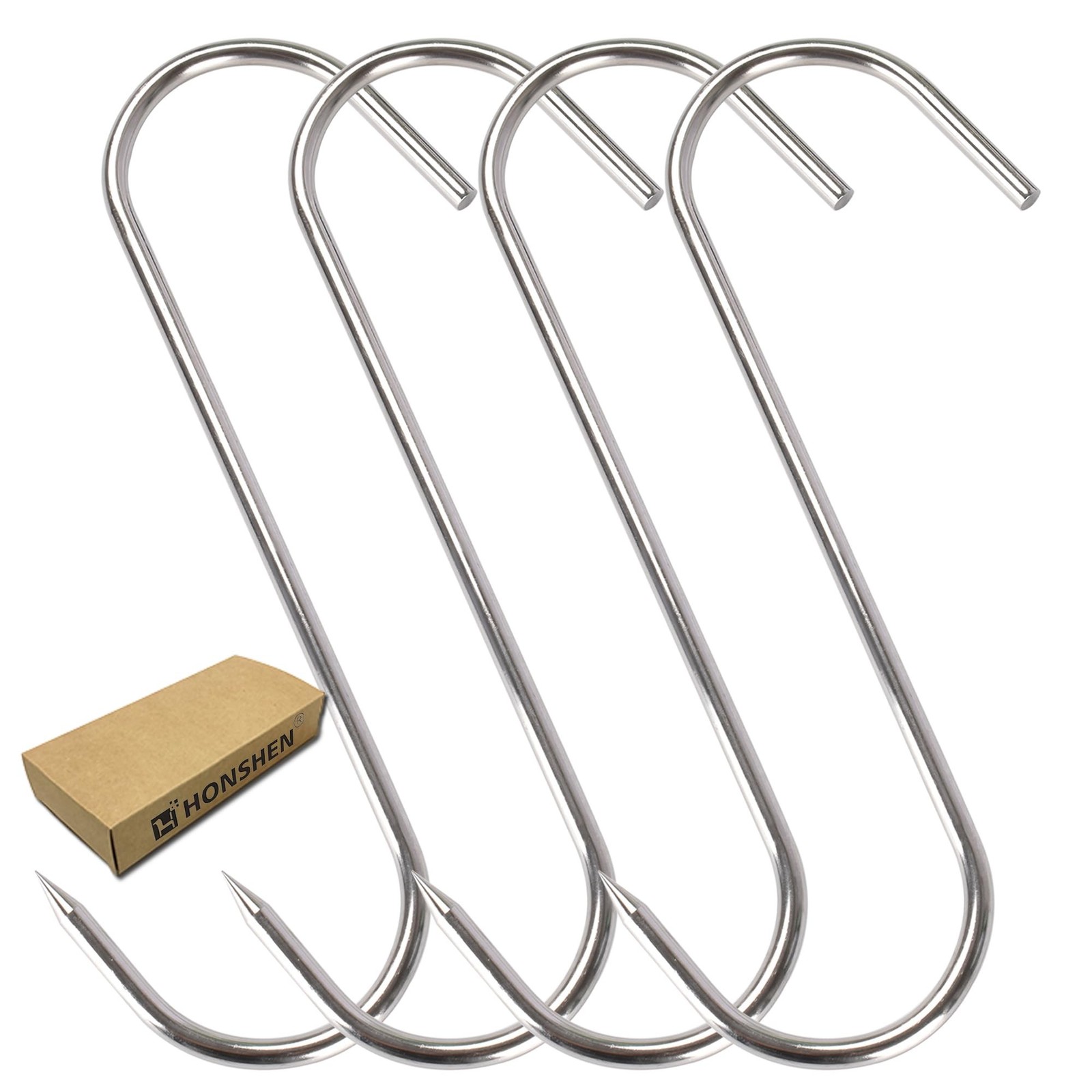 8 Inch 6mm Stainless Steel Meat S-Hooks for Hanging Processing Butcher Hook, ...