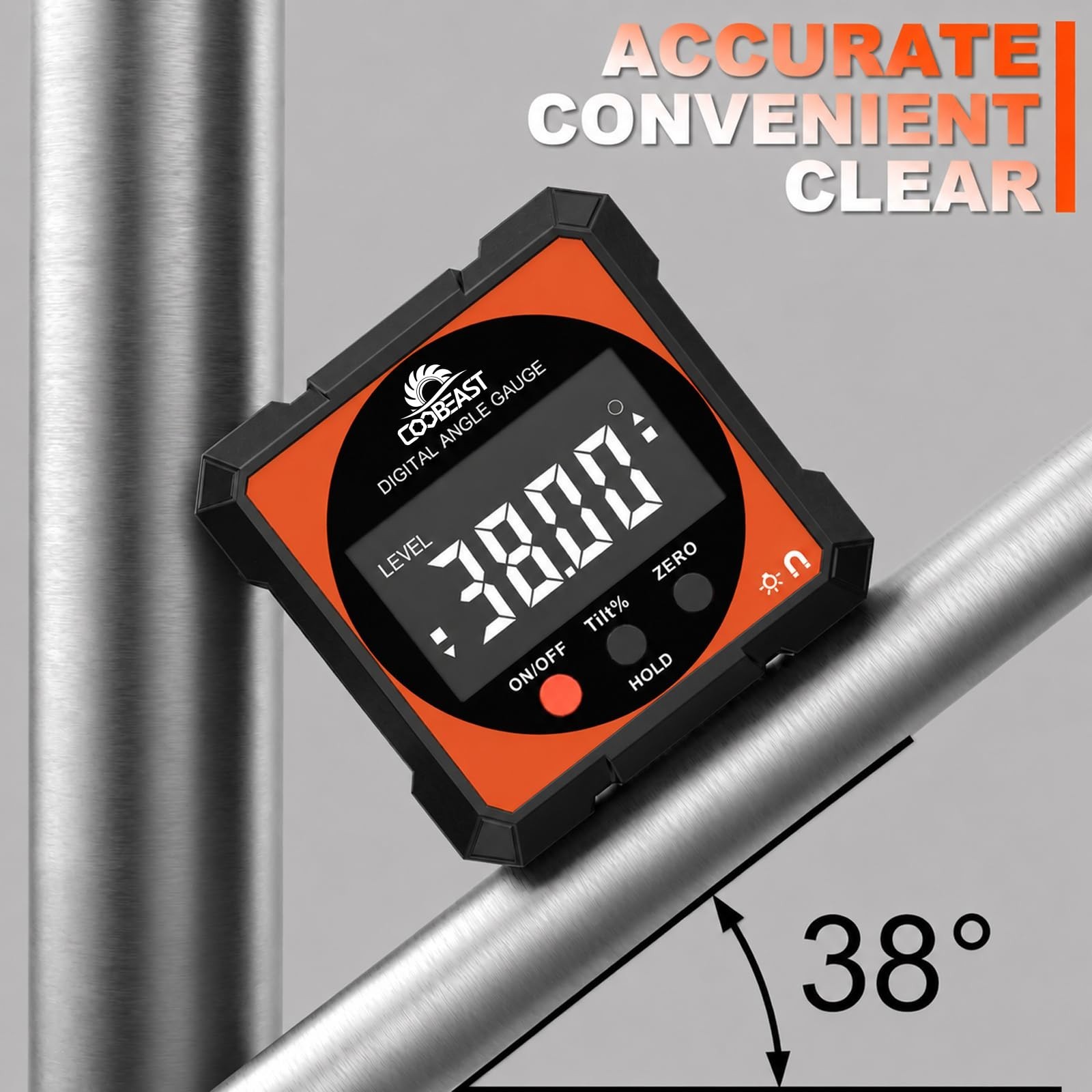 Compact Digital Level Angle Finder with Magnetic Base | Backlit Inclinometer Pro