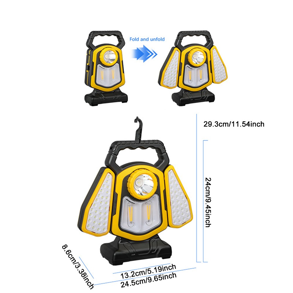 Solar LED Work Light Rechargeable 10000LM Portable Folding COB LED Flashlight