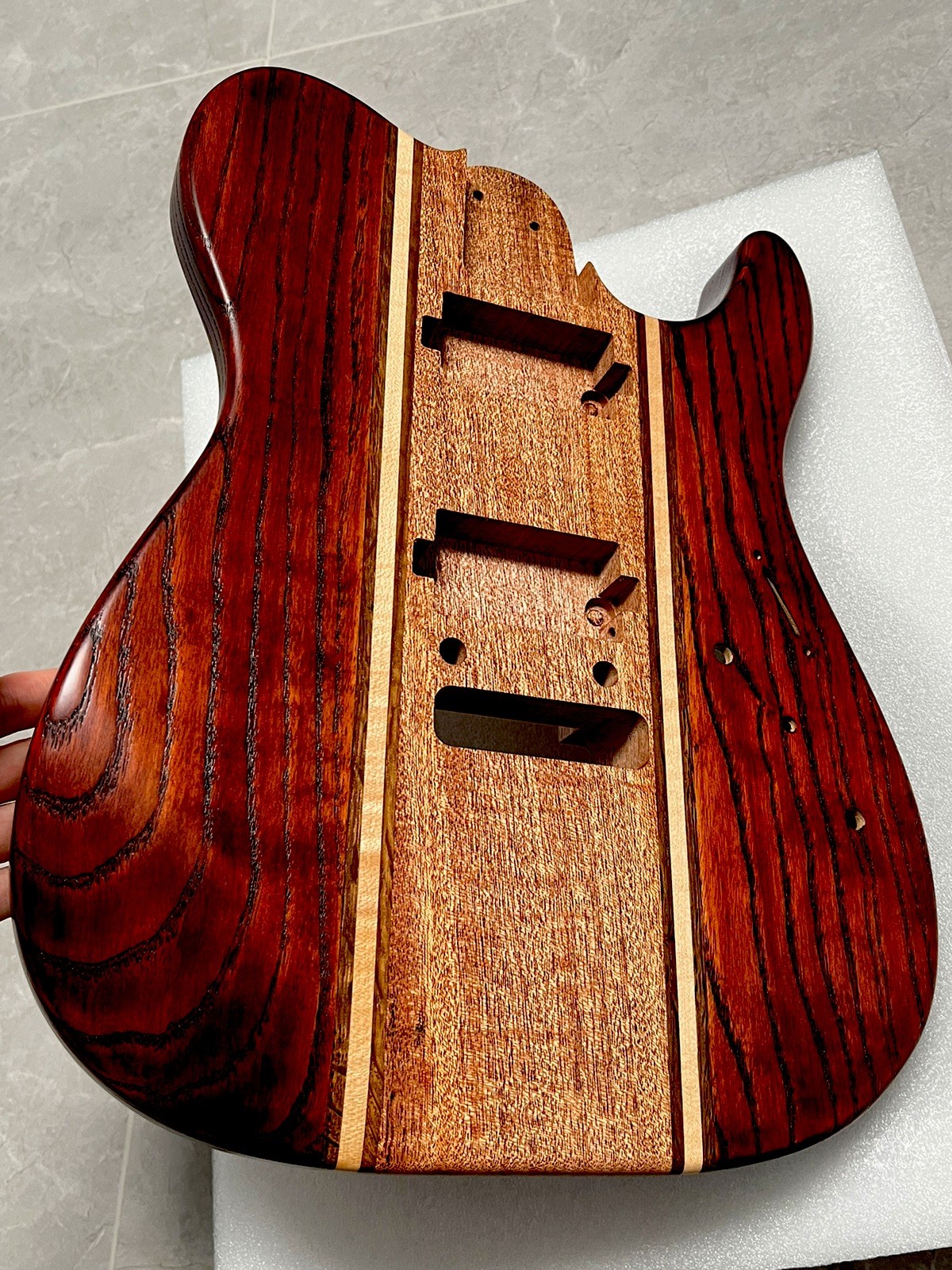 AAAAA Handcrafted  9-Piece Guitar Body Ash & Mahogany Satin Natural Wood Grain