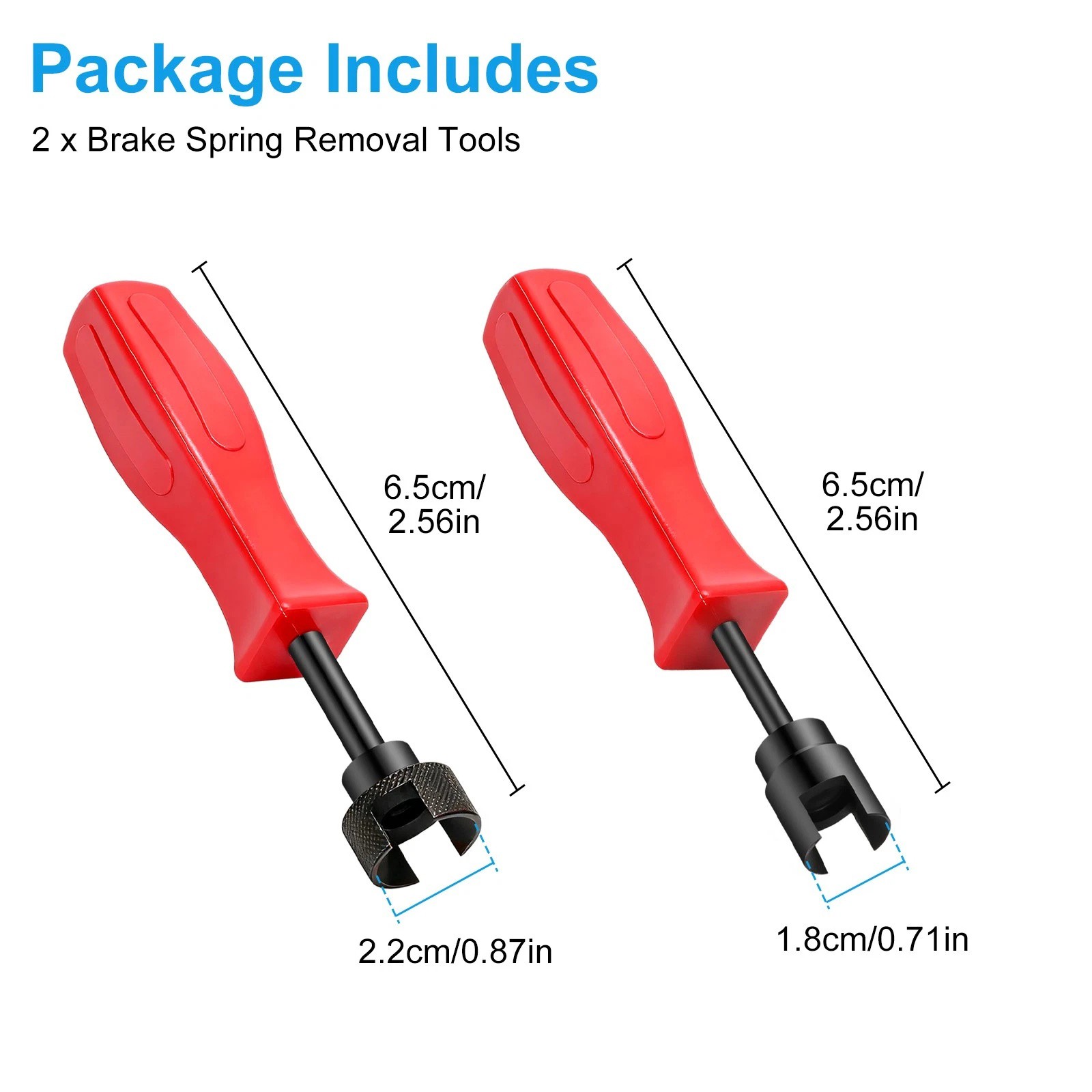 Steel Brake Spring Remover Set 2 Pieces with Red Handle for Automotive Service
