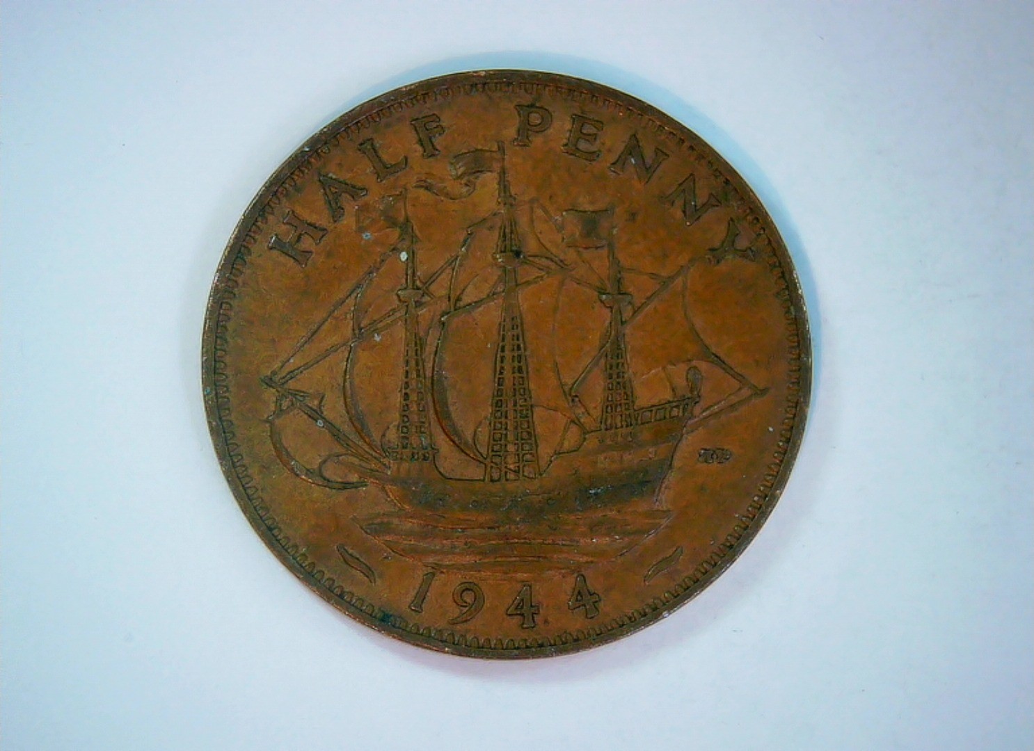 British India 1944 1/2 Anna George VI Half Anna (Sailing ship) Coin
