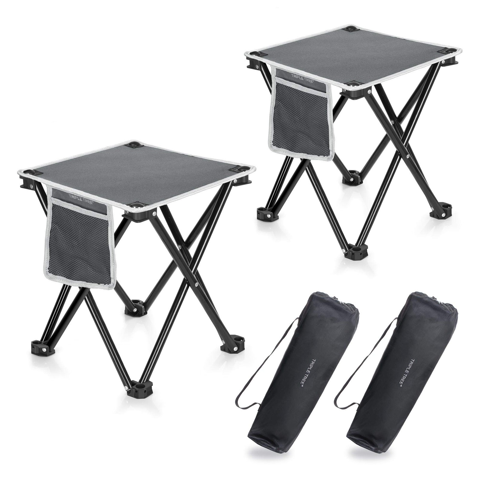 Folding Camping Stool 2 Pack 13.8 Inch Small Portable Lightweight Pocket Grey