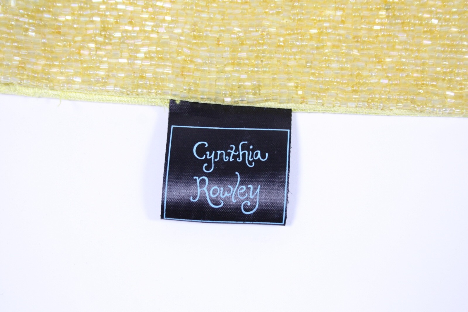 Cynthia Rowell Glam Yellow Glass Bead Square 13” Zipper Pillow Case Cover