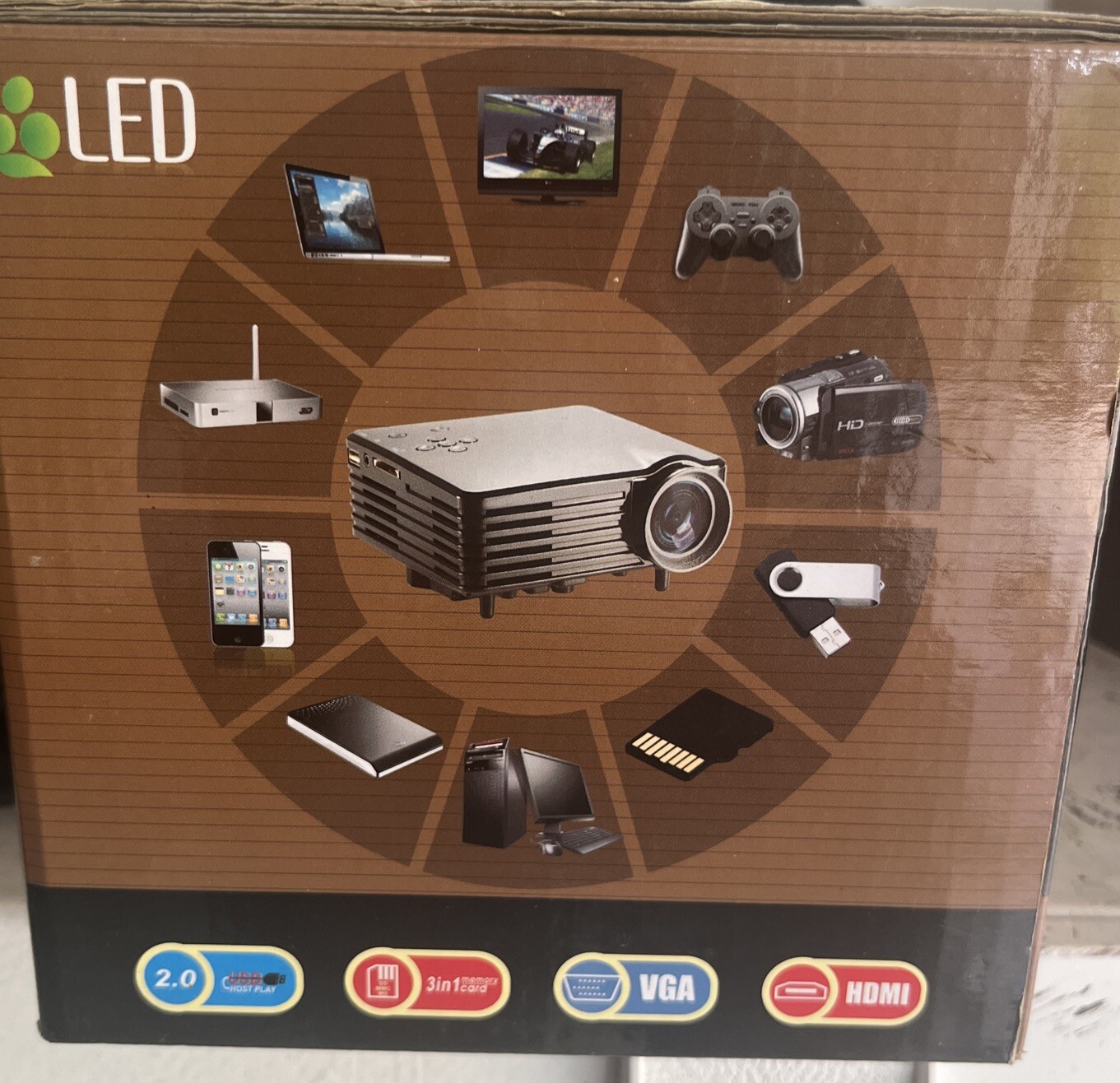LED LCD Mini Projector HD 1080p HDMI