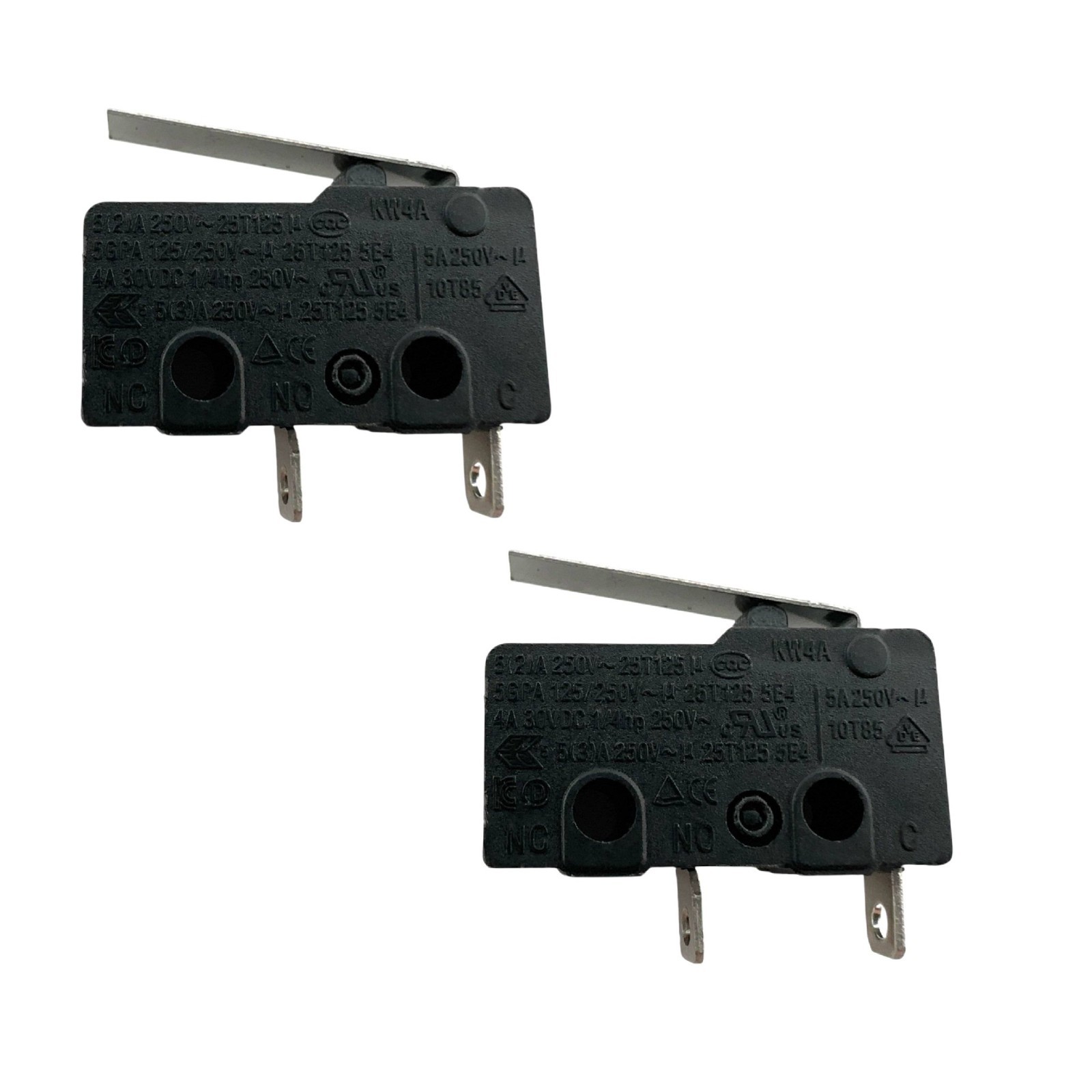 2 Pcs - DONGNAN KW4A Lever Micro Switch 2-Pins 5A 250V Normally Open