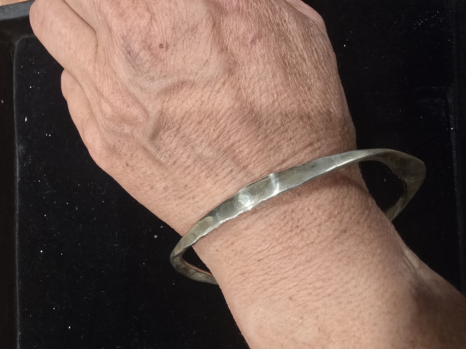Bronze Hand Hammered Eternity Bangle Stamped AK