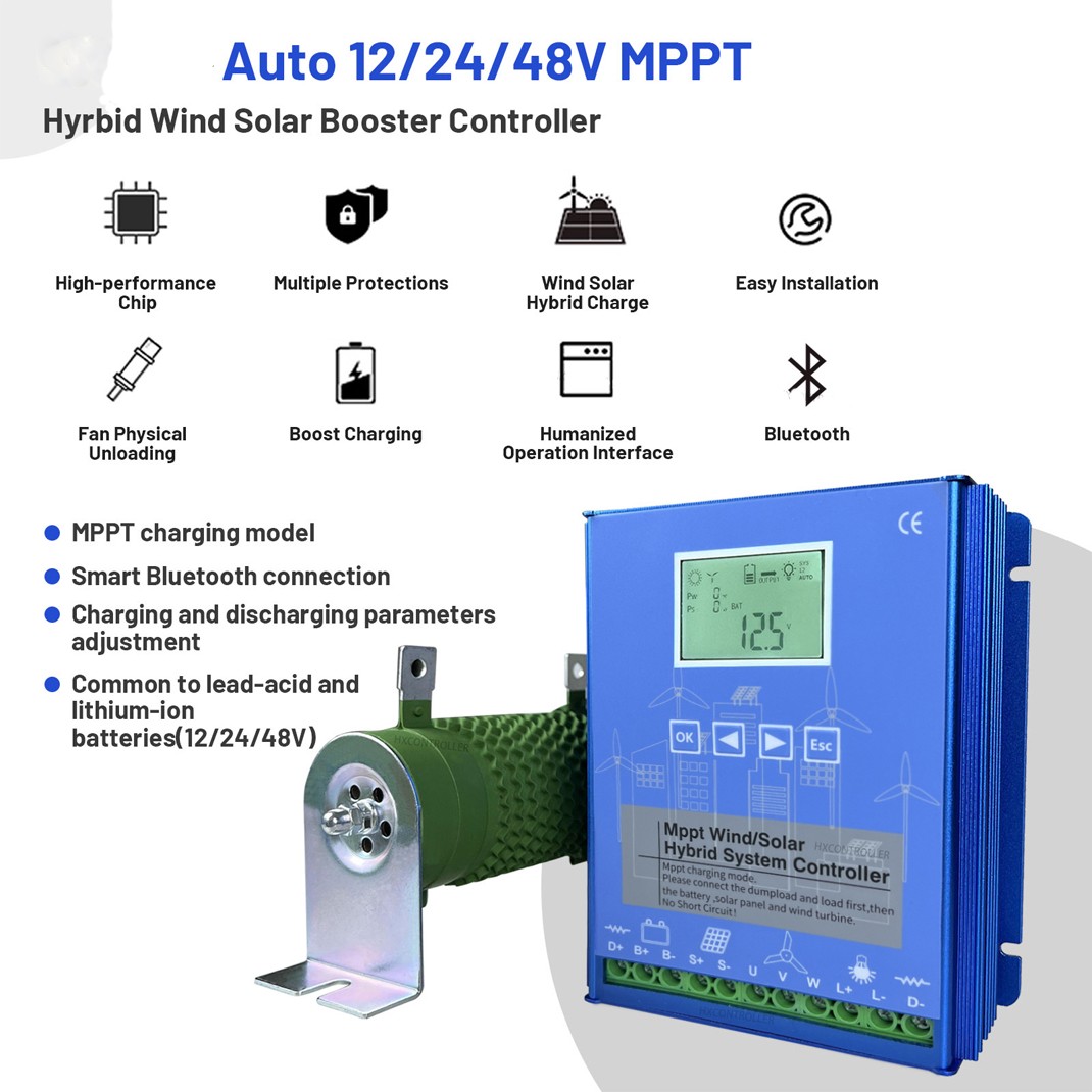 Smart Power Controller LCD Bluetooth Solar Wind Auto Transfer Switch 12V 24V 48V