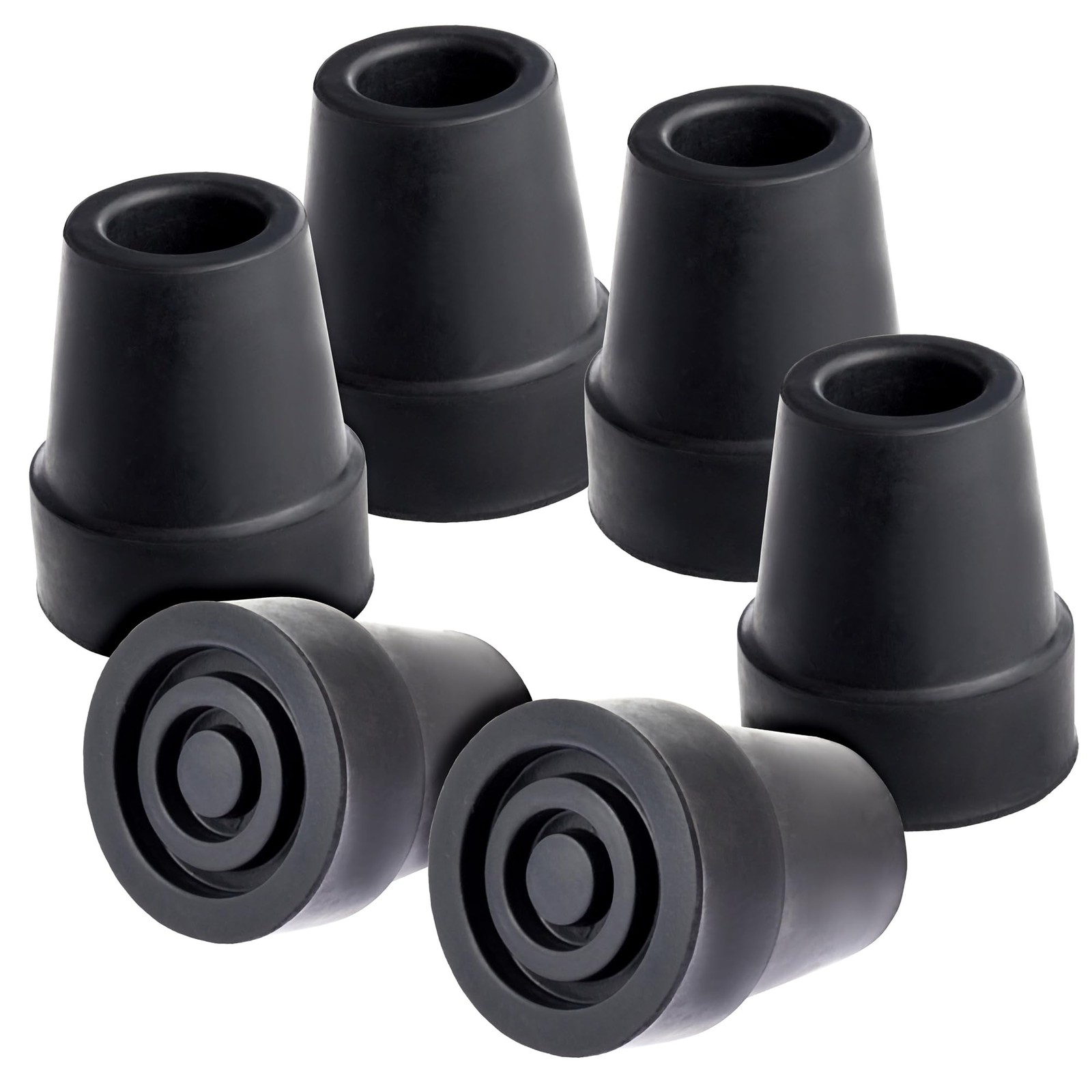 6 Pack Replacement Rubber Cane Tips for Canes Walking Stick (Black 3/4 Inch Tip)