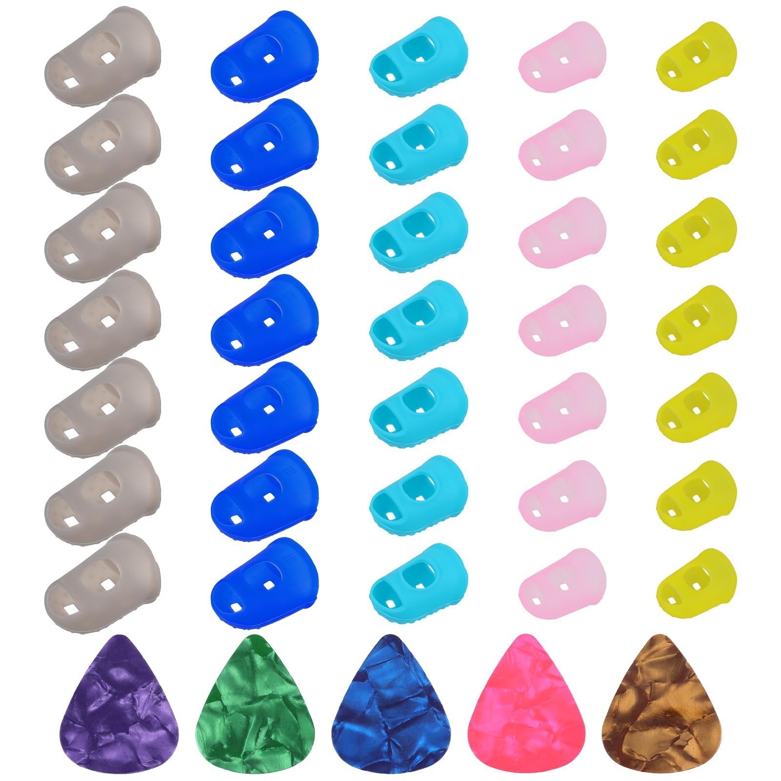 35 Pcs Guitar Finger Protector for Guitar Players Silicone Finger Protectors ...