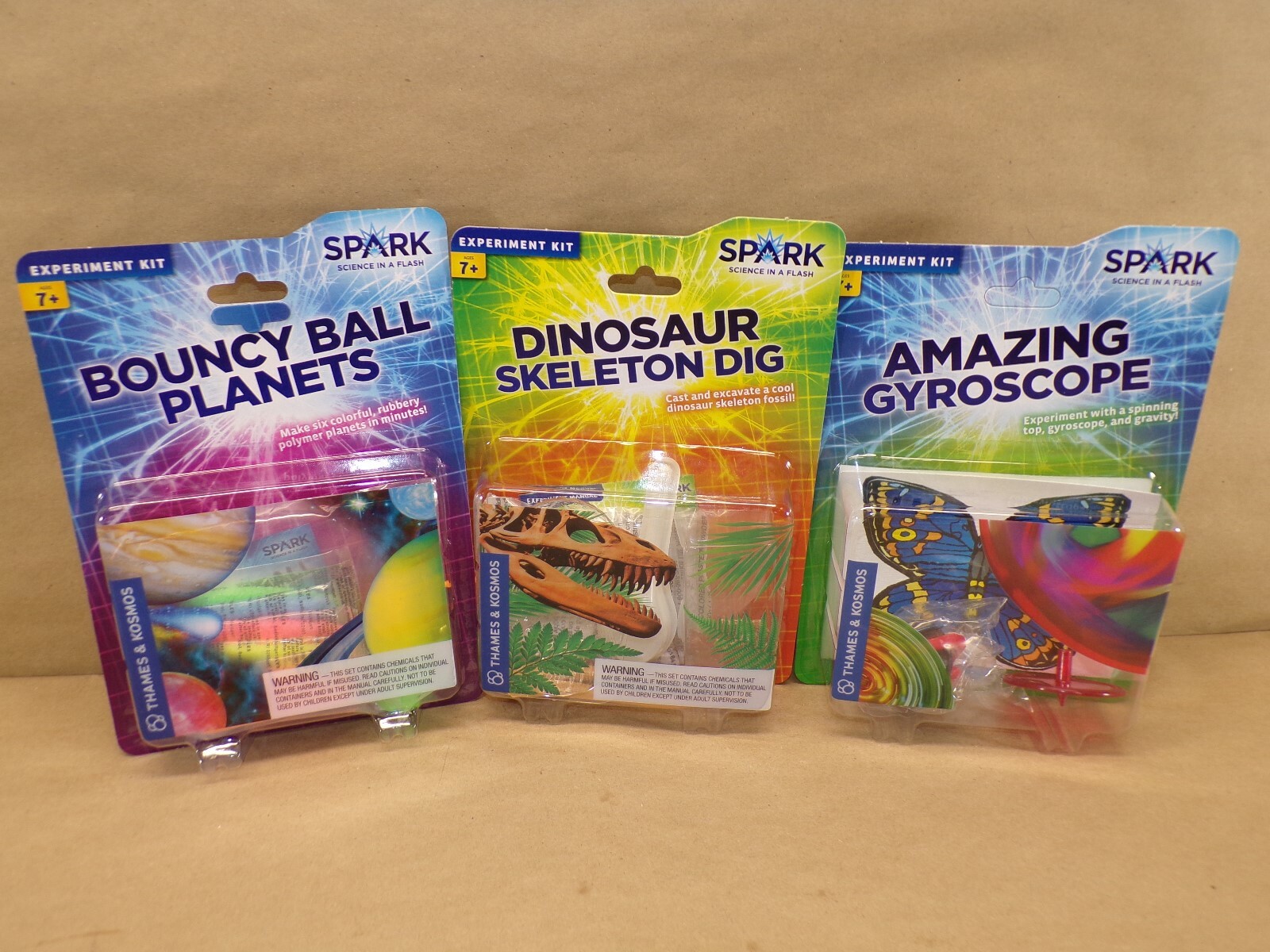 Spark Science Kit 3 Pack Dinosaur Dig Gyroscope Bouncy Ball STEM NEW