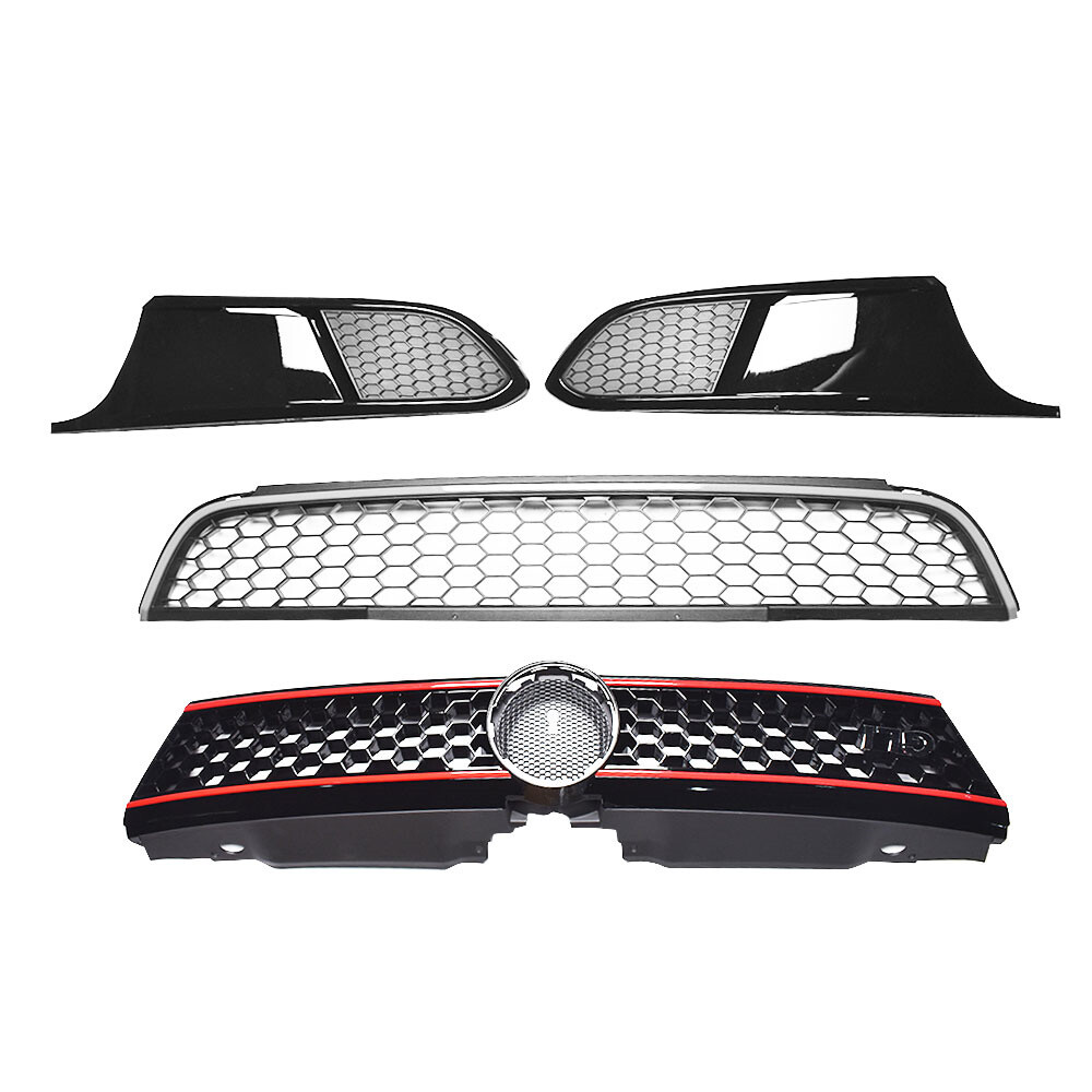 Front Bumper Upper＆Lower Grille Kit W/Bezels Trim Grill For VW Jetta 2011-2014