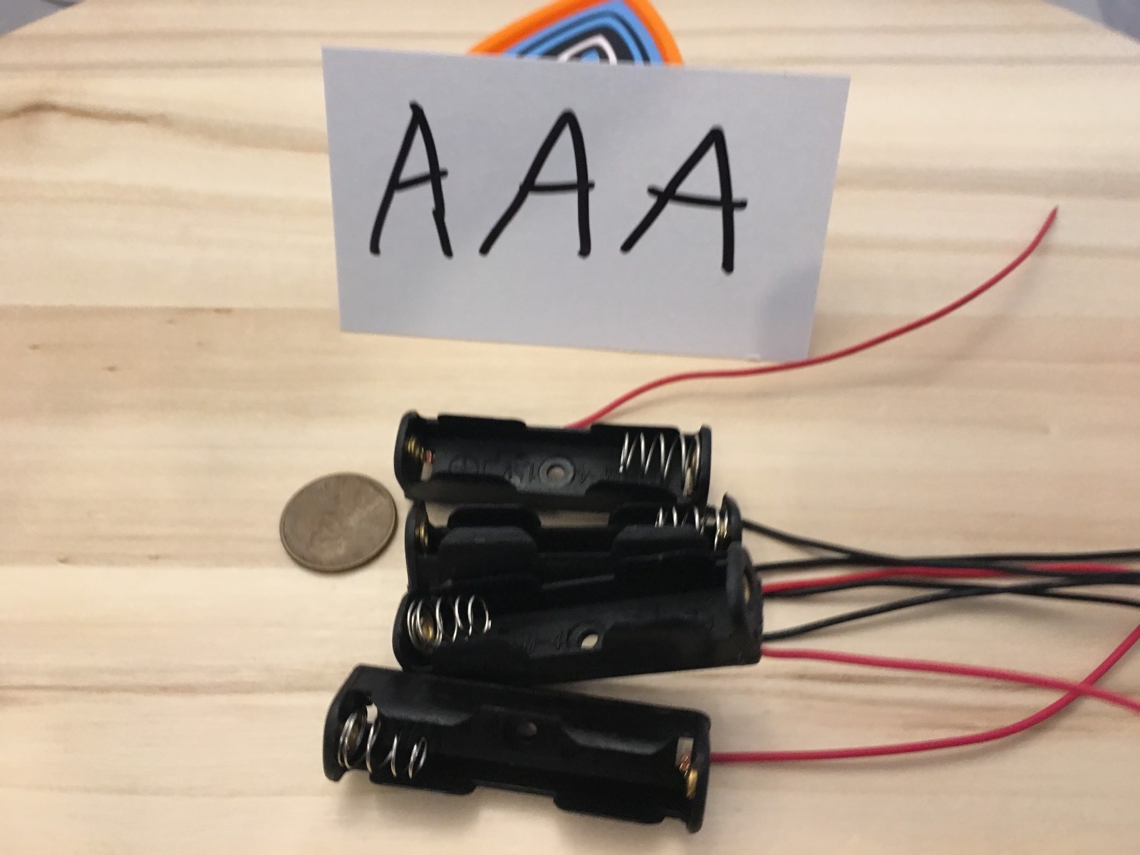 4 Pieces - AAA One Storage Holder Case Box 1 Battery Wire Black plastic A11