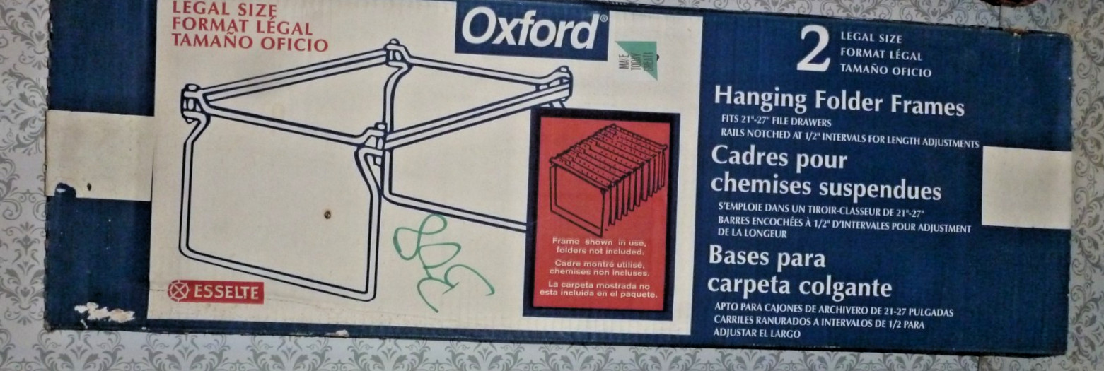 Oxford 2 Legal Size Hanging Folder Frames - Fits 21" to 27" File Drawers