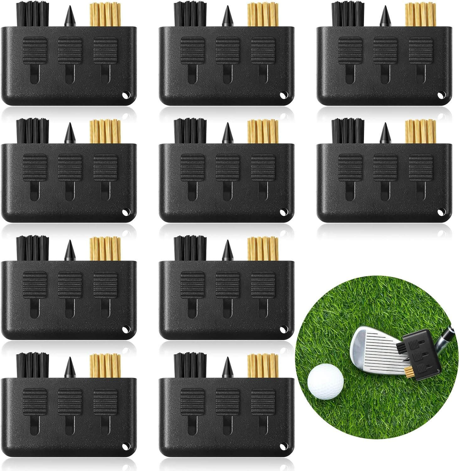10 Packs 3 in 1 Golf Club Brush, Retractable Multiple Golf Club Cleaner with Gro