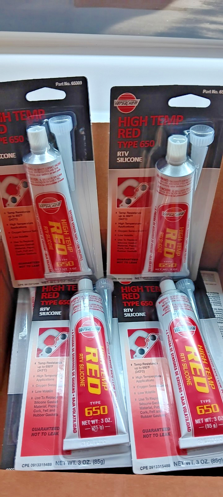 Versachem 65309 12 pack Low Volatile High Temperature Red Silicone 3 oz RTV